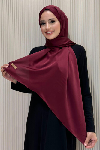2024 Kobe Saten Şal Bordo - Bym Fashion