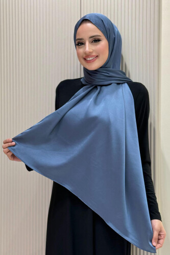 2024 Kobe Saten Şal İndigo - Bym Fashion