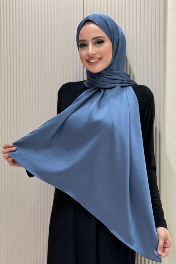 2024 Kobe Saten Şal İndigo - 1