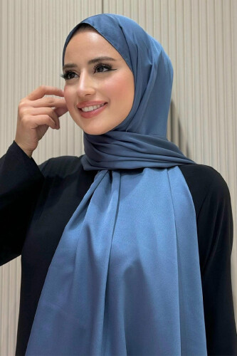 2024 Kobe Saten Şal İndigo - 3