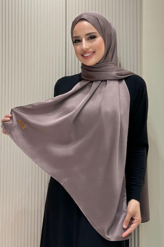 2024 Kobe Saten Şal Koyu Vizon - Bym Fashion
