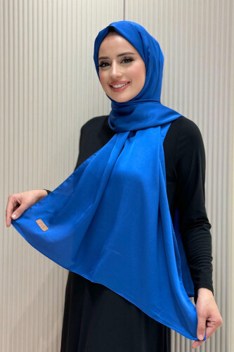 2024 Kobe Saten Şal Saks - Bym Fashion