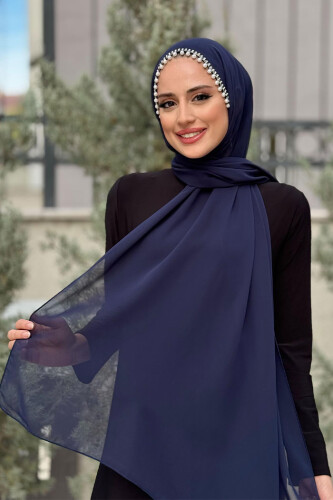 İncili Şal 2028 Lacivert - Bym Fashion