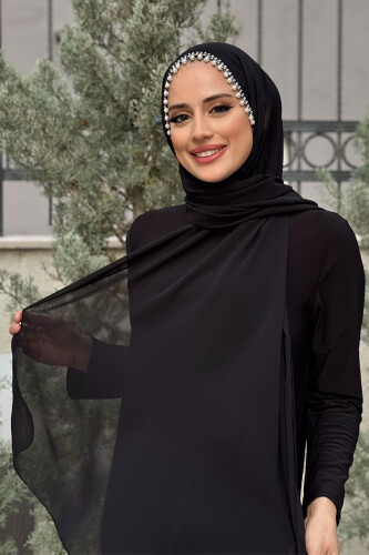 İncili Şal 2028 Siyah - Bym Fashion