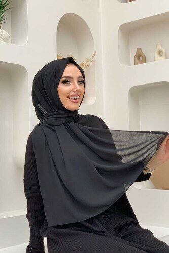 2029 Queen krep şal Siyah - Bym Fashion