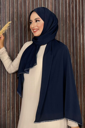 2029 Taşlı Şal Lacivert - 1