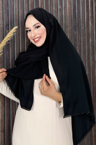 2029 Taşlı Şal Siyah - 2