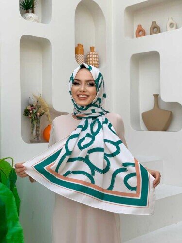 2031 Oval Desen Şal Zümrüt 