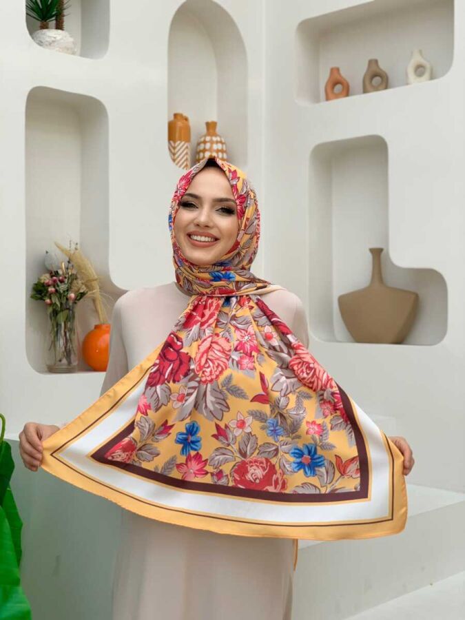 2035 Çiçek Şal Hardal - 1