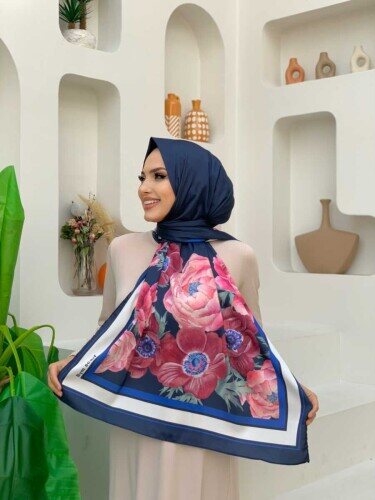 2038 Güldesen Şal Lacivert - 3