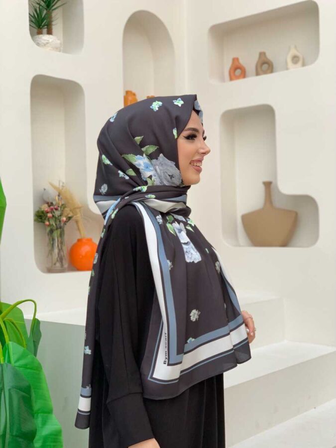 2041 Manolya Şal Siyah - 3