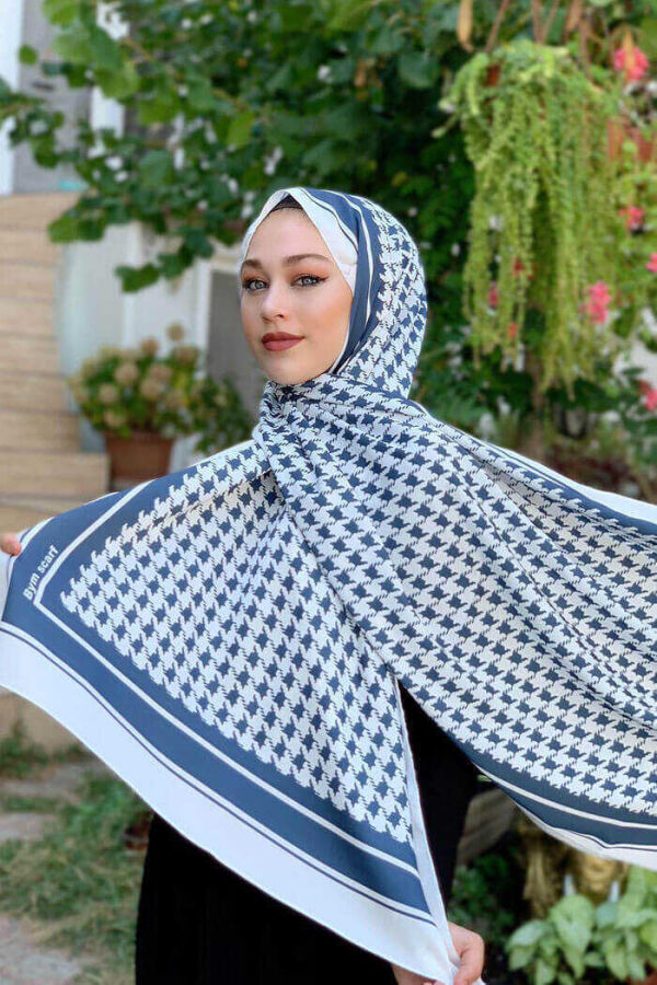 2044 Kazayağı Şal Lacivert - 1