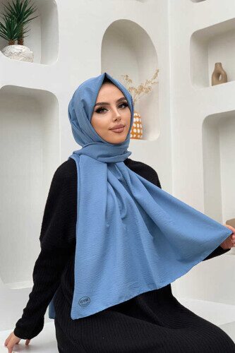 2051 Pamuk Caz Şal Bebe Mavisi 