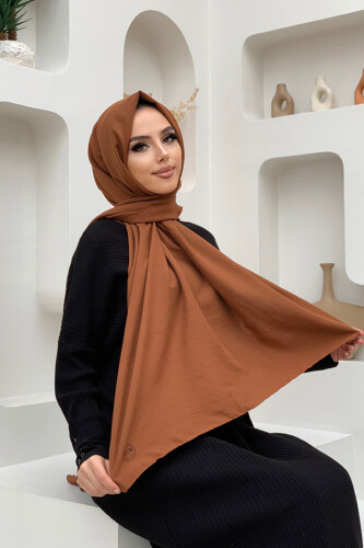 2051 Pamuk Caz Şal Kahverengi - Bym Fashion