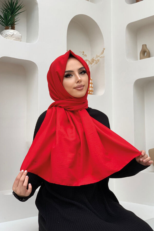 2051 Pamuk Caz Şal Kırmızı - 2