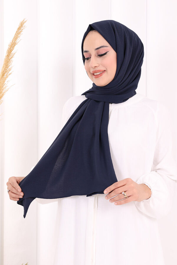 2051 Pamuk Caz Şal Lacivert - 2
