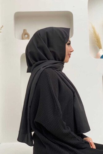 2051 Pamuk Caz Şal Siyah - 3