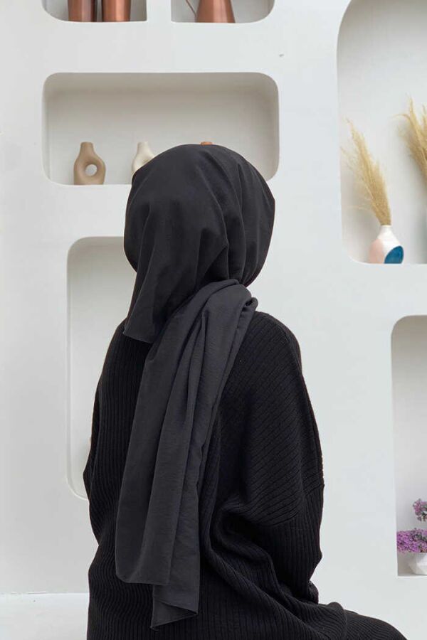 2051 Pamuk Caz Şal Siyah - 5