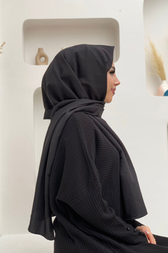 2051 Pamuk Caz Şal Siyah - 4