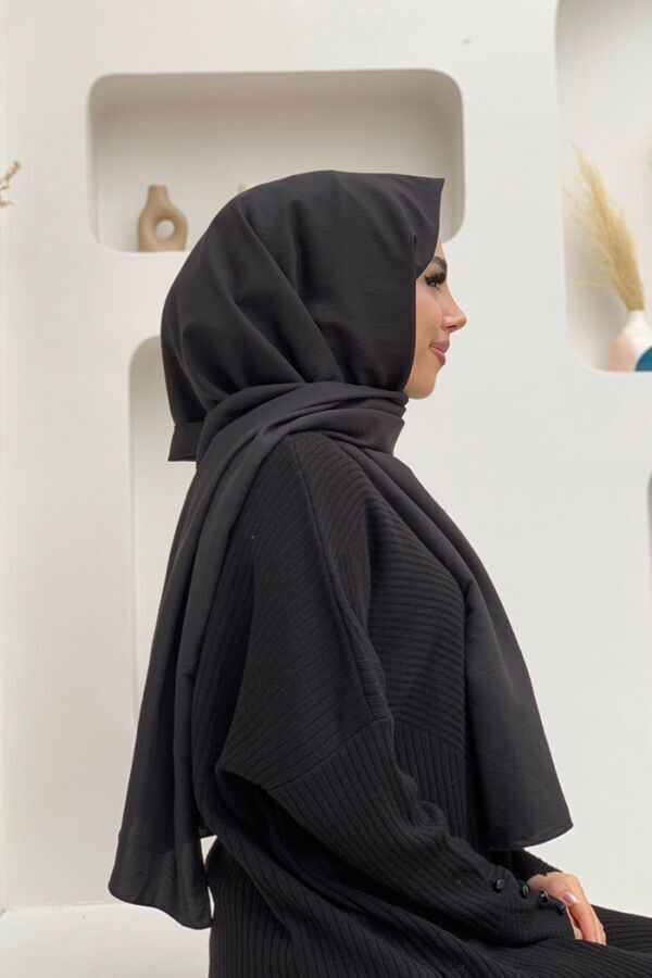 2051 Pamuk Caz Şal Siyah - 4