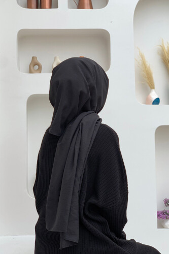 2051 Pamuk Caz Şal Siyah - 6