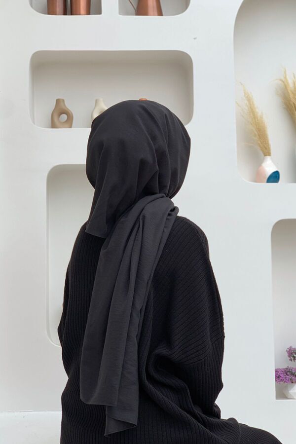 2051 Pamuk Caz Şal Siyah - 6