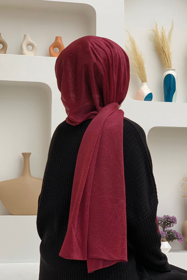 2060 Simli Şal Bordo - 4