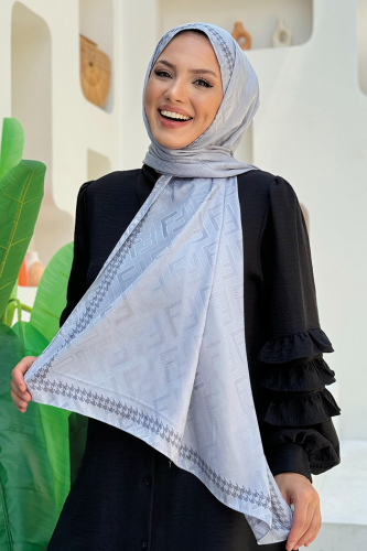 2061 Saten Şal Gri - Bym Fashion