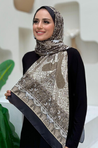 Desenli Pamuk Şal 2065 Siyah - Bym Fashion