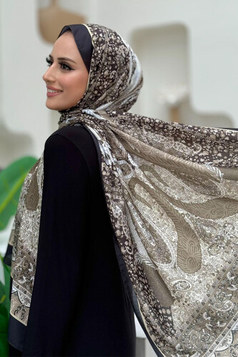 Desenli Pamuk Şal 2065 Siyah - 2