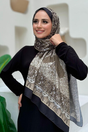 Desenli Pamuk Şal 2065 Siyah - 3