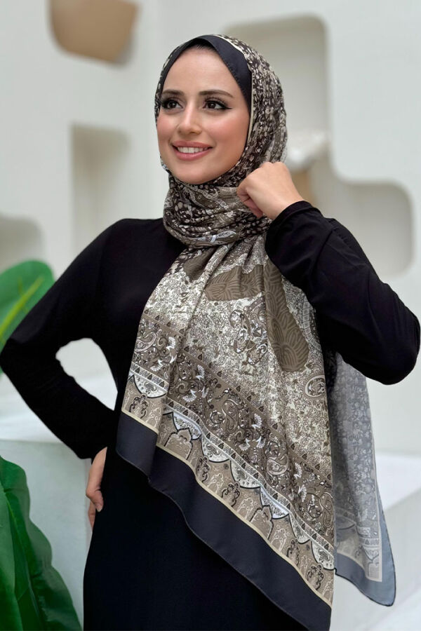 Desenli Pamuk Şal 2065 Siyah - 3