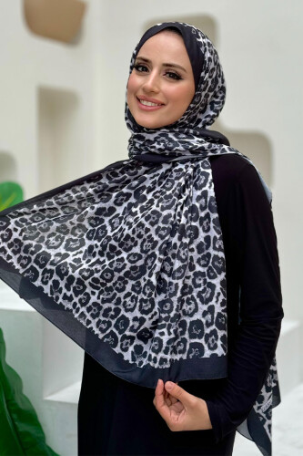 Leopar Desenli Şal 2067 Füme - Bym Fashion