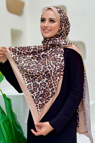 Leopar Desenli Şal 2067 Taba - Bym Fashion