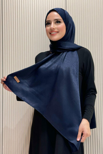 2070 Pamuk Bambu Şal Lacivert - Bym Fashion