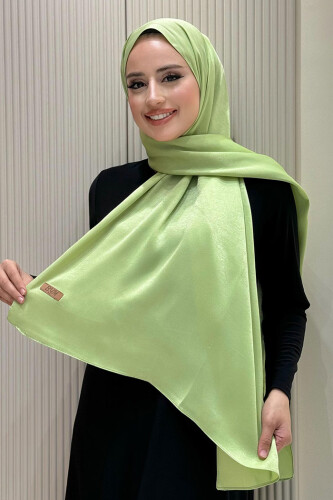 2070 Pamuk Bambu Şal Yağ Yeşili - Bym Fashion