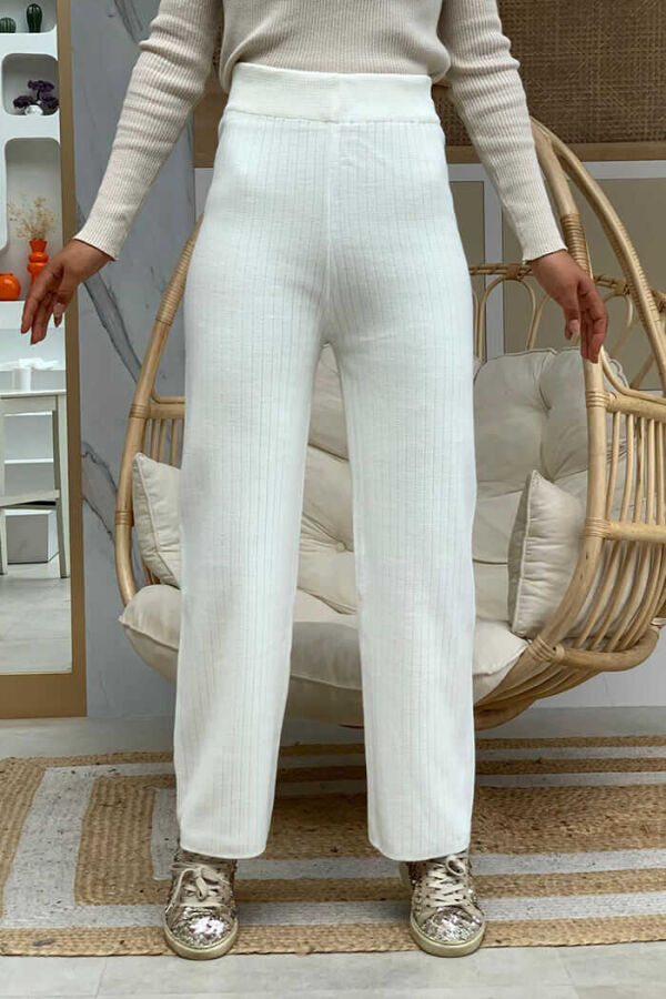 Beli Lastikli Fitilli Triko Pantolon 2292 Ekru - 1