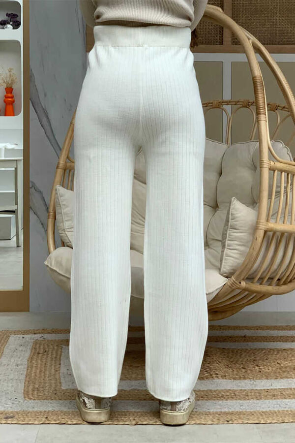 Beli Lastikli Fitilli Triko Pantolon 2292 Ekru - 3