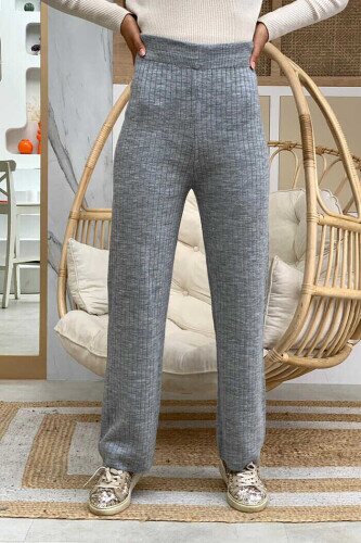 Beli Lastikli Fitilli Triko Pantolon 2292 Gri 