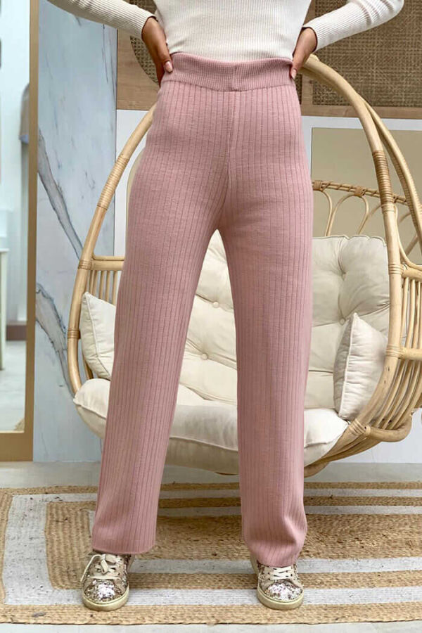 Beli Lastikli Fitilli Triko Pantolon 2292 Pudra - 1