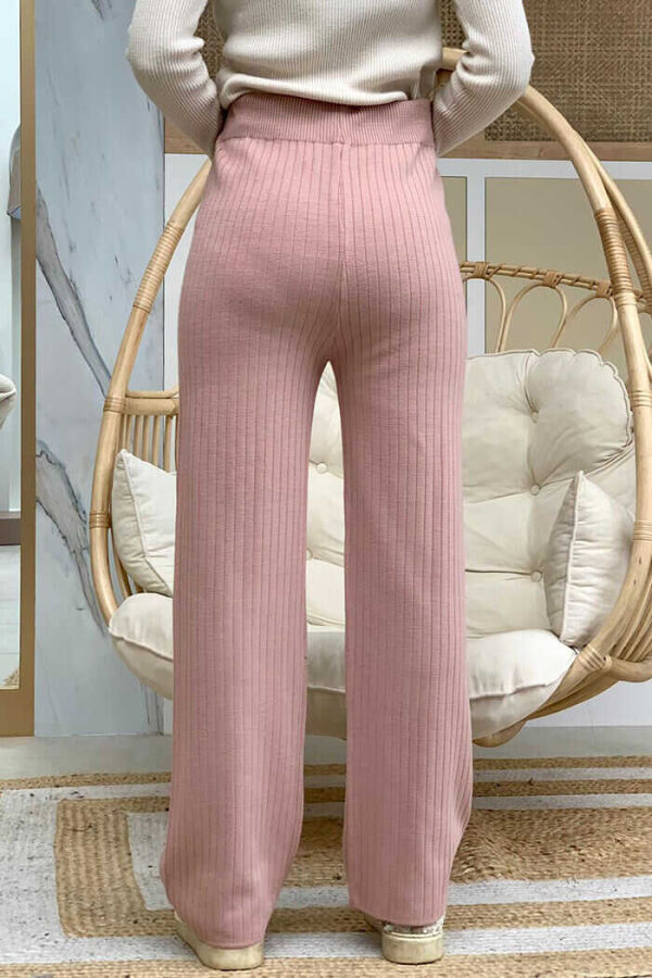 Beli Lastikli Fitilli Triko Pantolon 2292 Pudra - 2