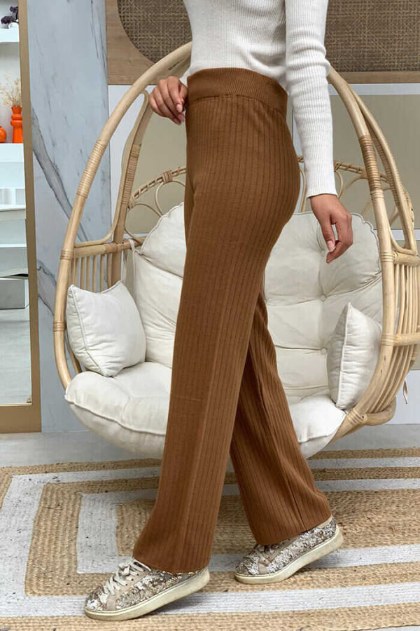 Beli Lastikli Fitilli Triko Pantolon 2292 Taba - 2