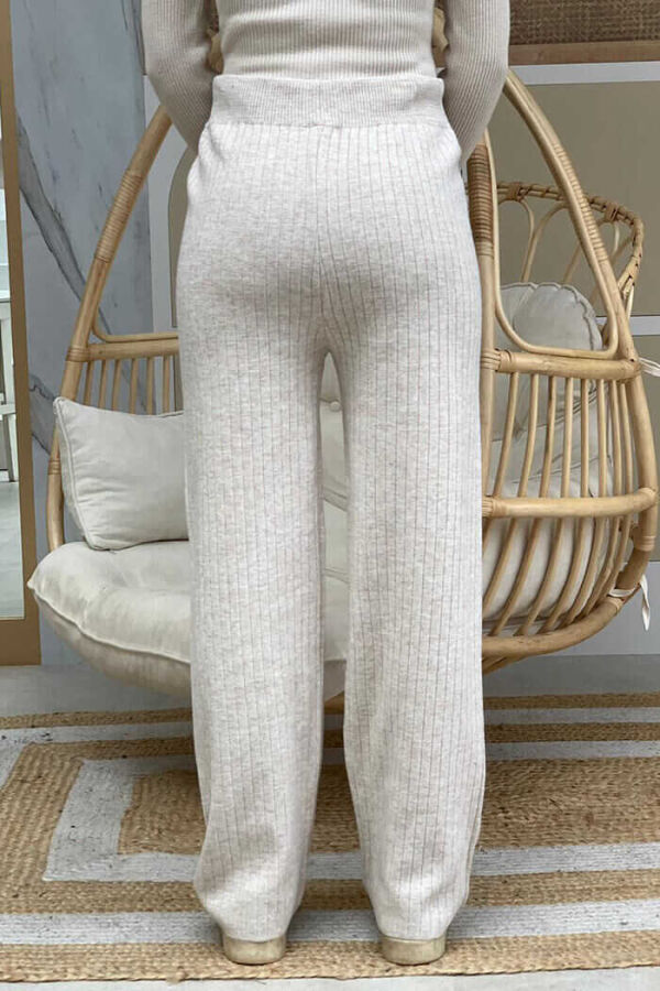 Beli Lastikli Fitilli Triko Pantolon 2292 Taş - 3