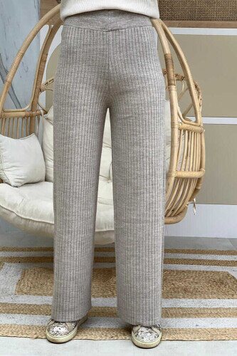 Beli Lastikli Fitilli Triko Pantolon 2292 Vizon 