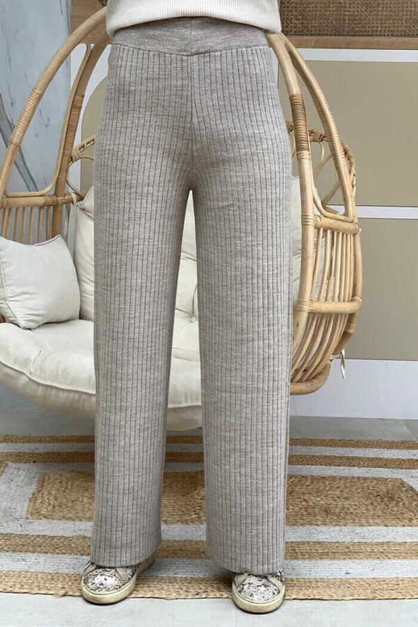 Beli Lastikli Fitilli Triko Pantolon 2292 Vizon - 1