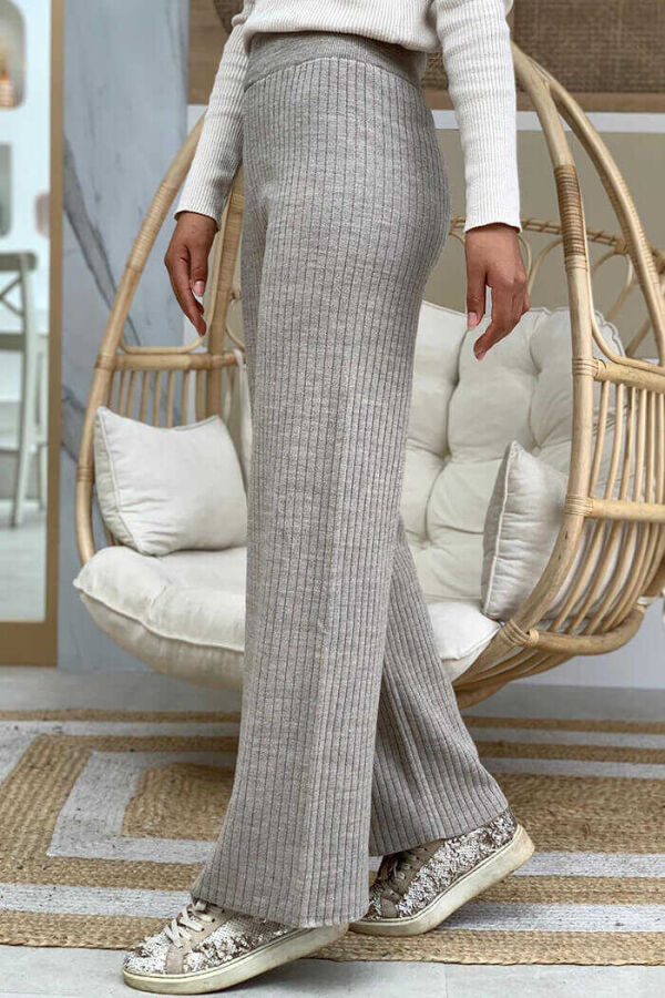 Beli Lastikli Fitilli Triko Pantolon 2292 Vizon - 2