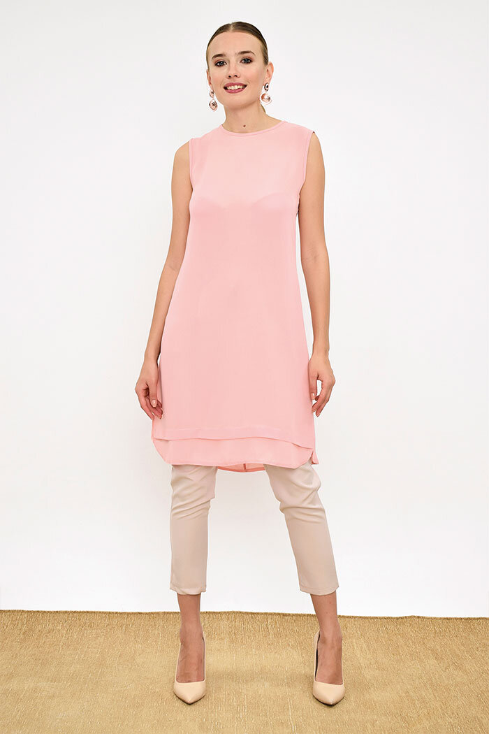 Kat Görünüm Sıfır Kol İçlik Tunik 2340 Pudra - 8