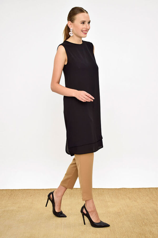 2340 Short Zero Sleeve Underwear Tunic Black - 5