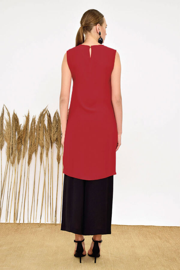2340 Short Zero Sleeve Underwear Tunic Claret Red - 8