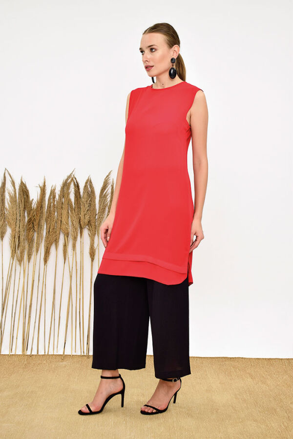 2340 Short Zero Sleeve Underwear Tunic Red - 7